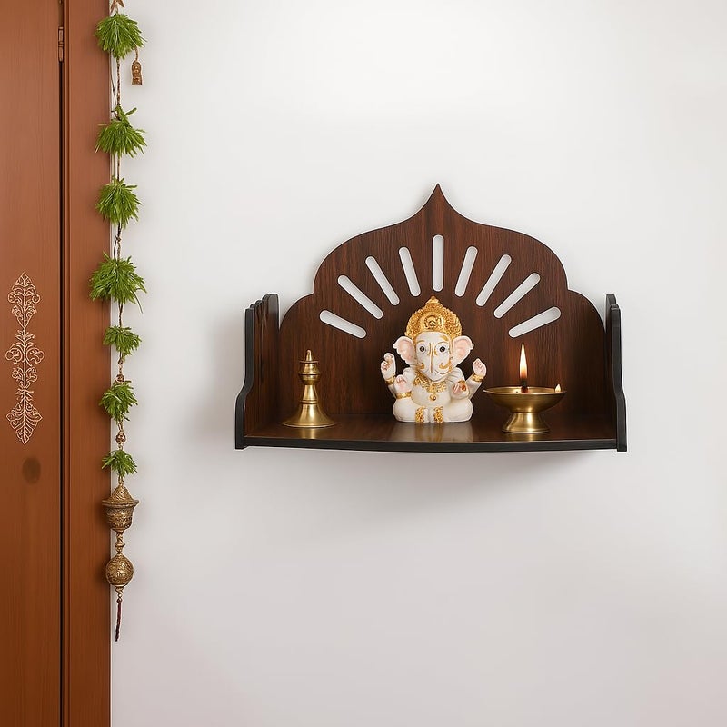 Fliptic معبد بوجا خشبي صغير وجميل للمنزل والمكتب | قابل للتعليق على الحائط وموضع على الطاولة | قاعدة معبد بوجا للمكتب والمنزل | 14 سم، 22.5 سم - Image 2