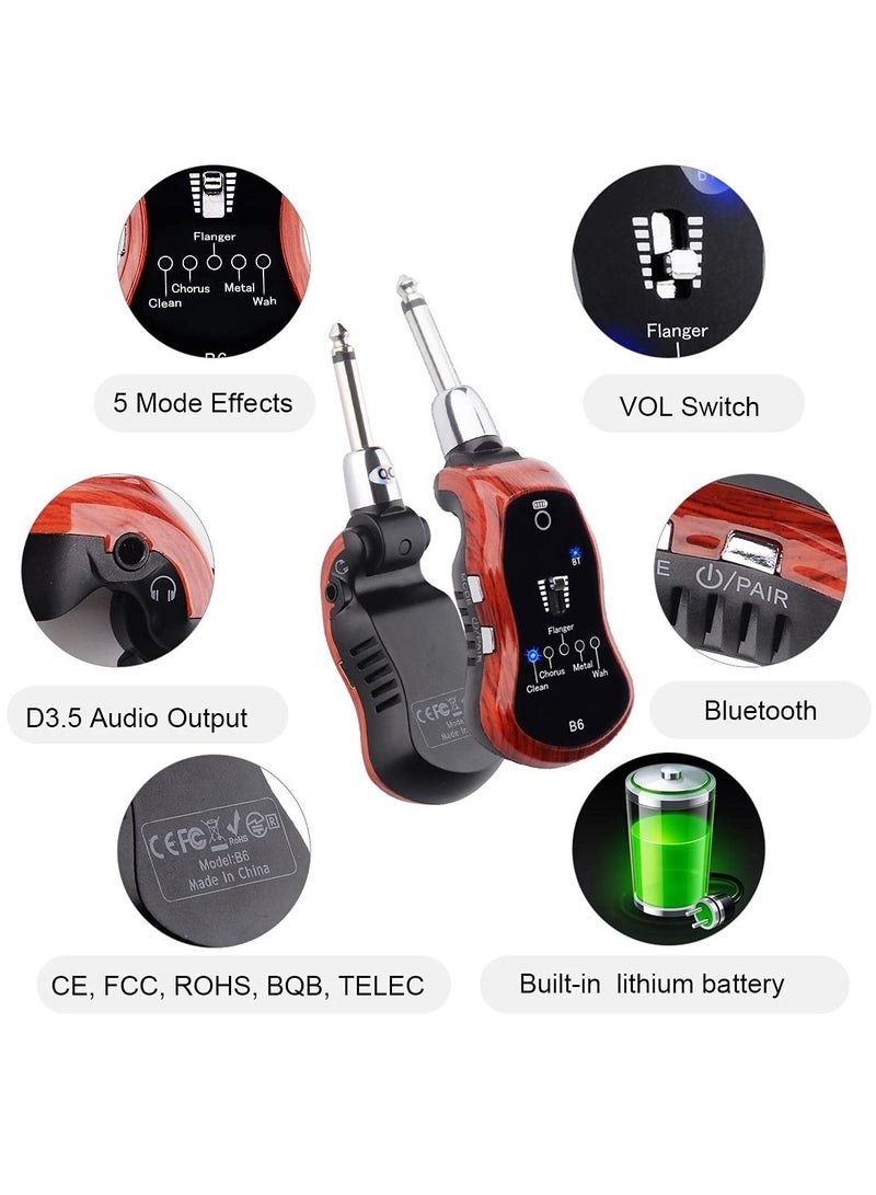 Excefore Guitar Headphone Amp, Mini Plug Guitar Amplifier Bluetooth Receiver Rechargeable for Electric Travel Pocket Guitar Amp Headphones, Bass Amps With CLEAN/CHORUS/METAL/WAH 5 Effects - Image 5