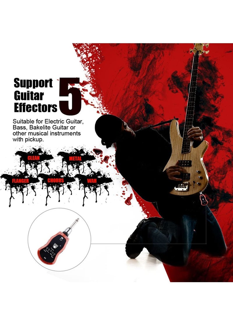 Excefore Guitar Headphone Amp, Mini Plug Guitar Amplifier Bluetooth Receiver Rechargeable for Electric Travel Pocket Guitar Amp Headphones, Bass Amps With CLEAN/CHORUS/METAL/WAH 5 Effects - Image 3