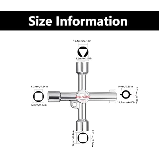 4 IN 1 UTILITY KEY, MULTI-FUNCTIONAL ELECTRIC BOX KEY, TRIANGLE/SQUARE UNIVERSAL CROSS TRIANGLE ZINC ALLOY KEY, PANEL KEY FOR VALVE,TRAIN,CABINET,ELEVATOR,ELECTRIC CUPBOARD CABINET - Image 2
