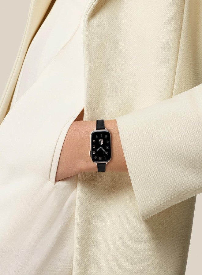سوار جلدي رفيع من STIROLL متوافق مع ساعة Apple Watch مقاس 38 مم، 40 مم، 41 مم، 42 مم (السلسلة 10) للنساء، سوار معصم رفيع من الجلد الطبيعي عالي الجودة لساعة iWatch SE من السلسلة 9، 8، 7، 6، 5، 4، 3، 2، 1 (أسود مرصع بالنجوم) - Image 5