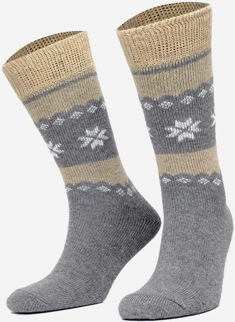 Mısırlı Egyptian Men's Alpaca Wool Winter 2 Pairs Grey/Anthracite Socks - M 3097 Ga