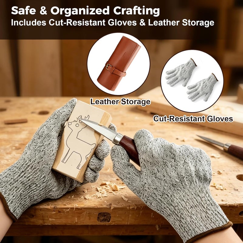 Etvron Wood Carving Kit for Beginners - Wood Carving Tools with Wood Carving Knife and Acrylic Paints - Christmas Gift Ideas - Arts and Crafts for Adults & Kids - Christmas Gift for Men&Women - Image 5