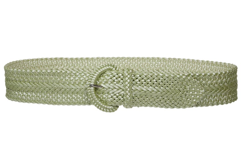 Beltiscool 2 Inch Wide Hand Made Soft Metallic Woven Braided Round Belt, Lime Green | m/l (32"-34" waist) - Image 3