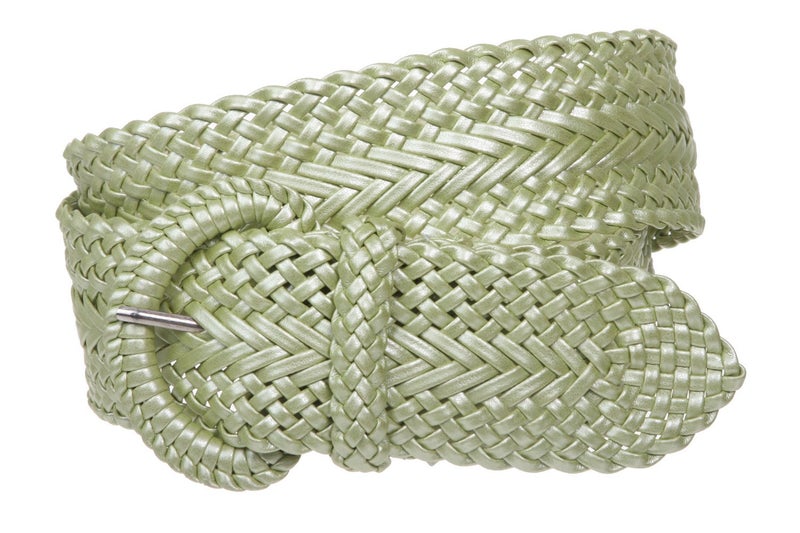Beltiscool 2 Inch Wide Hand Made Soft Metallic Woven Braided Round Belt, Lime Green | m/l (32"-34" waist) - Image 2