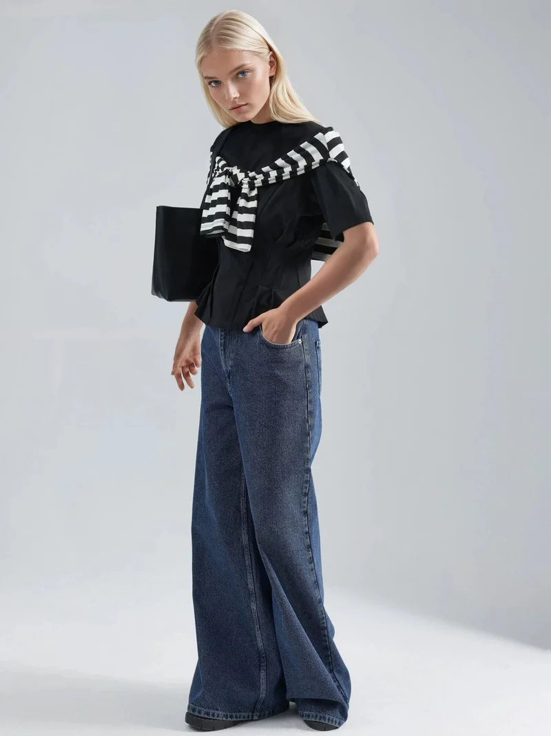 HICCUP Black Fitted Crew Neck T-Shirt for Women | Best Price UAE