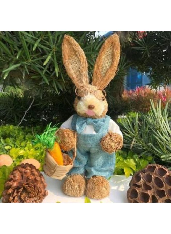 35cm Handmade Straw Rabbit Straw Bunny for Decoration Artificial Animal Home Furnishing Shop Decoration, Bunny 1 - Image 2