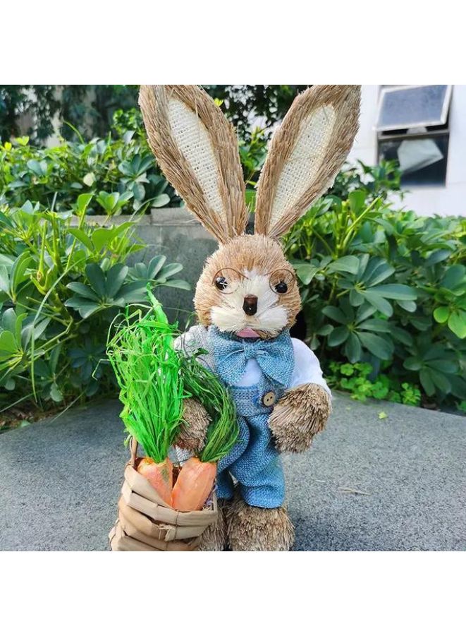 35cm Handmade Straw Rabbit Straw Bunny for Decoration Artificial Animal Home Furnishing Shop Decoration, Bunny 1 - Image 3