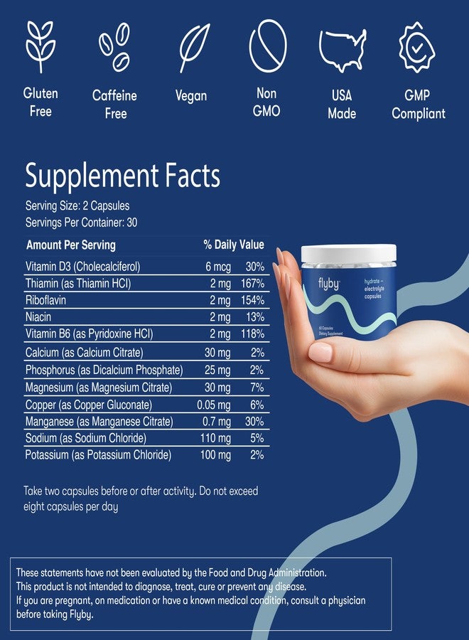 Flyby Electrolyte Capsule - Contains Sodium, Potassium, Vitamin D3, B Vitamins, Copper and Manganese | Electrolytes Recovery | Non-GMO | No Added Sugar – 60 Count - Image 3