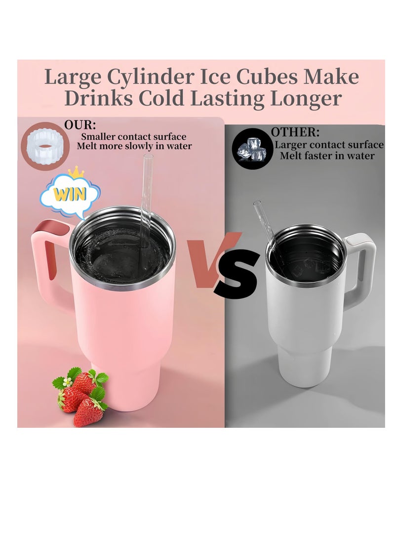 Excefore Ice Cube Tray for Stanley Cup, Silicone Ice Cube Mold With Lid for 20oz 30oz 40oz Tumblers, Easy Fill and Release, 4 Hollow Cylinder Ice Tray for Whiskey, Cocktails, Drinks, Coffee, Pink  - Image 3