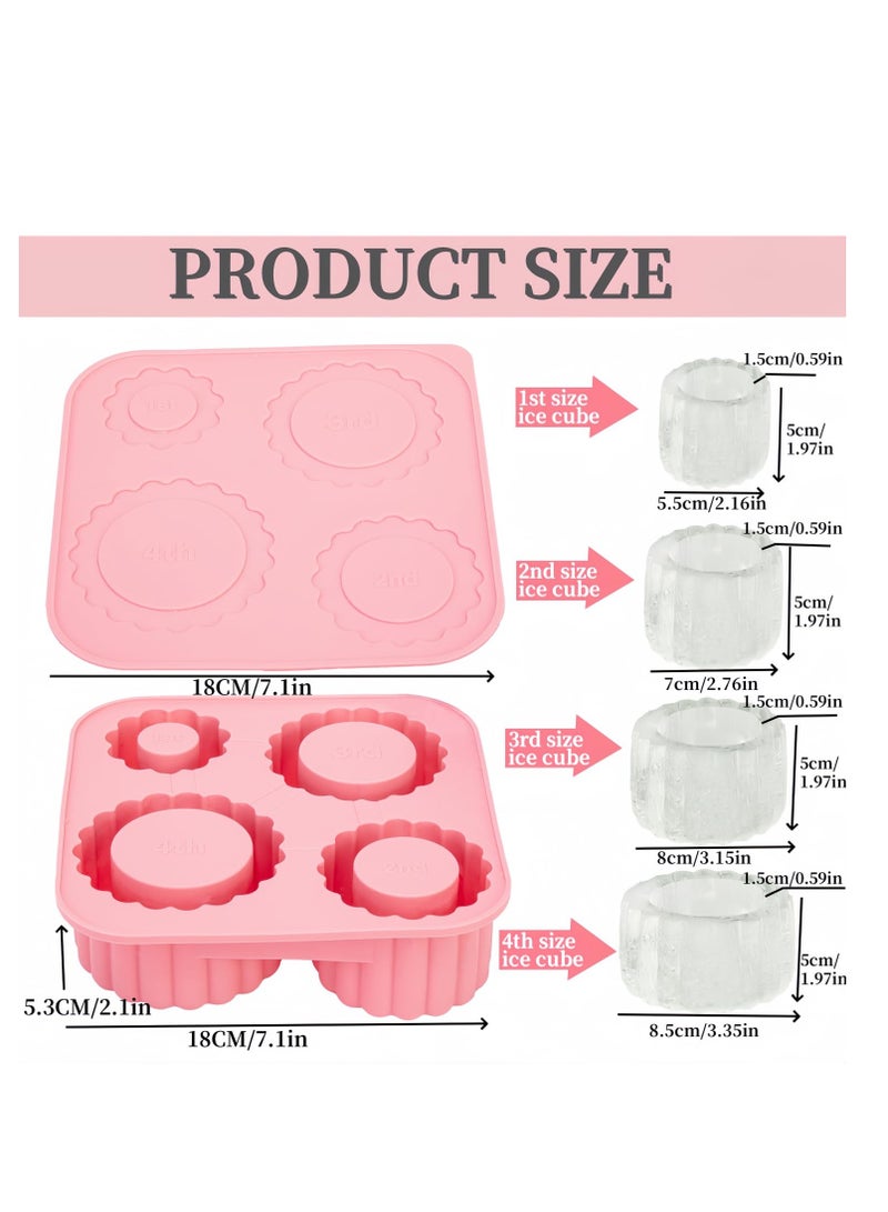 Excefore Ice Cube Tray for Stanley Cup, Silicone Ice Cube Mold With Lid for 20oz 30oz 40oz Tumblers, Easy Fill and Release, 4 Hollow Cylinder Ice Tray for Whiskey, Cocktails, Drinks, Coffee, Pink  - Image 4