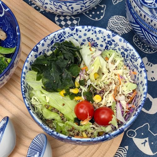 KeQiu Japanese 28 Oz Ceramic Ramen Noodle Soup Cereal Pho Rice Salad Bowl Set with Chopsticks and Spoons, Premium Gift Set for House Warming, Birthday, Holiday, Microwave Safe, Dishwasher Safe - Image 5