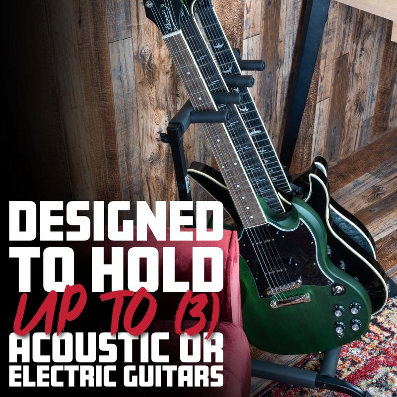 Gator Rok-It Collapsible Folding Guitar Rack Stand for 3 Guitars â€“ Fits Acoustic, Electric, or Bass Guitars â€“ Portable, Durable, Space-Saving Storage (RI-GTR-RACK3) - Image 2