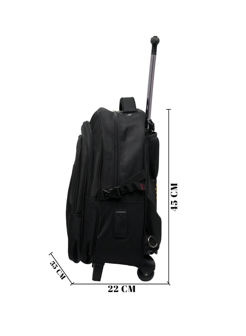 President 18-Inch Rolling Backpack Trolley Bag - 1680D Ballistic Nylon, Water-Resistant,(Model 1850) Multi-Compartment (Black) - Image 5