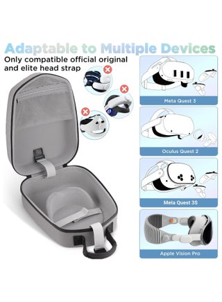 Hard Carrying Case for Meta Quest 3S / 3, Portable Bag for Oculus Quest 2 Official Original Elite Strap VR Gaming Headset, Portable Travel Case for Vision Pro Touch Controllers Accessories - view 2