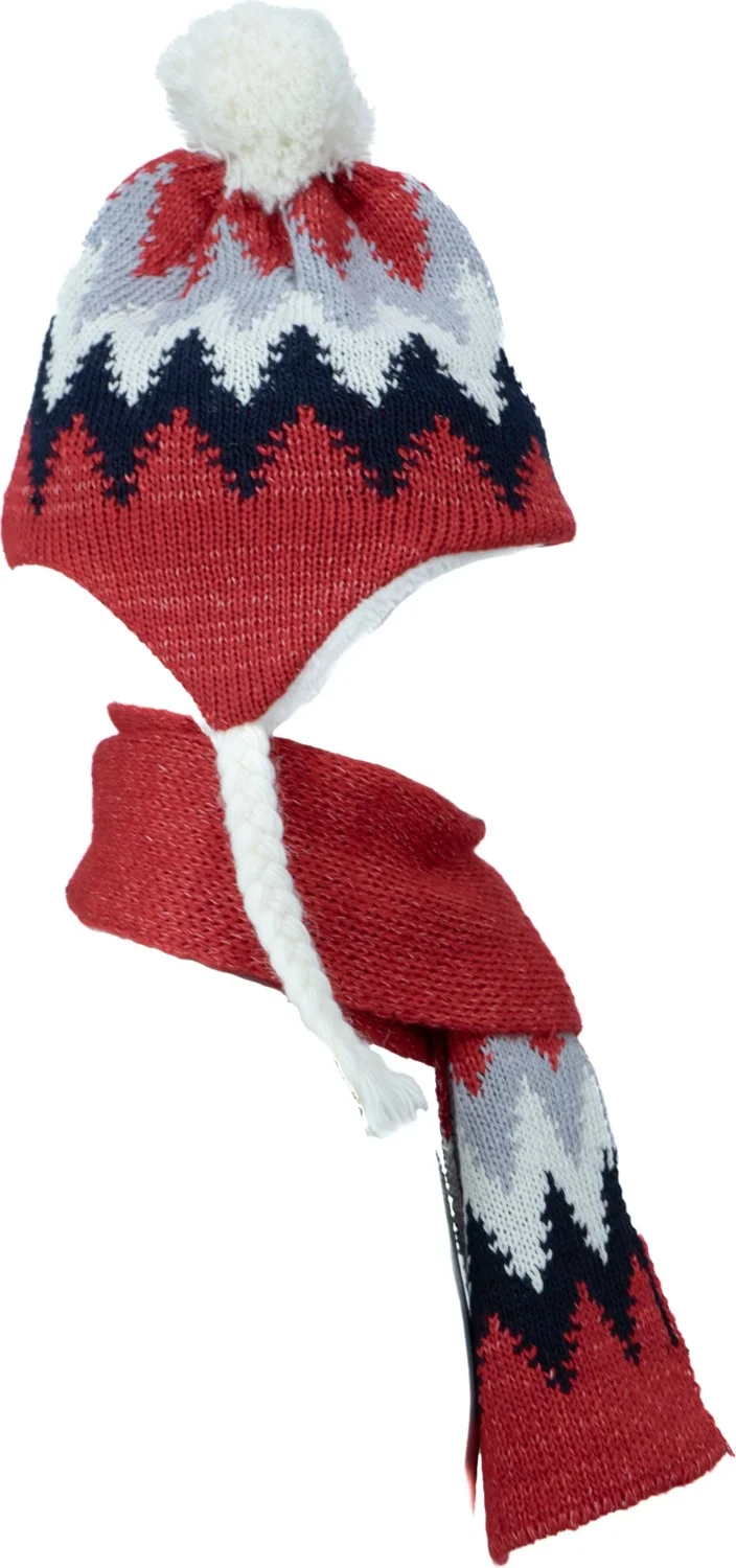 Oppland Girls Winter Thick Pompom Beanie Scarf Gloves Full Set Cotton Warm Windproof