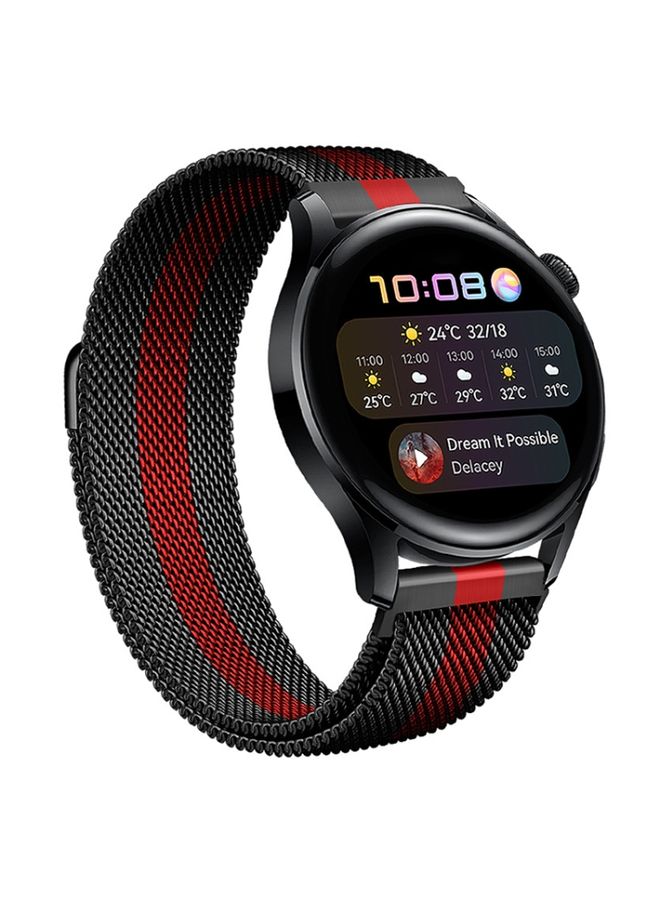 Replacement Strap For Huawei Watch GT 3 Pro 46mm Milan Steel Watch Band Black Red 