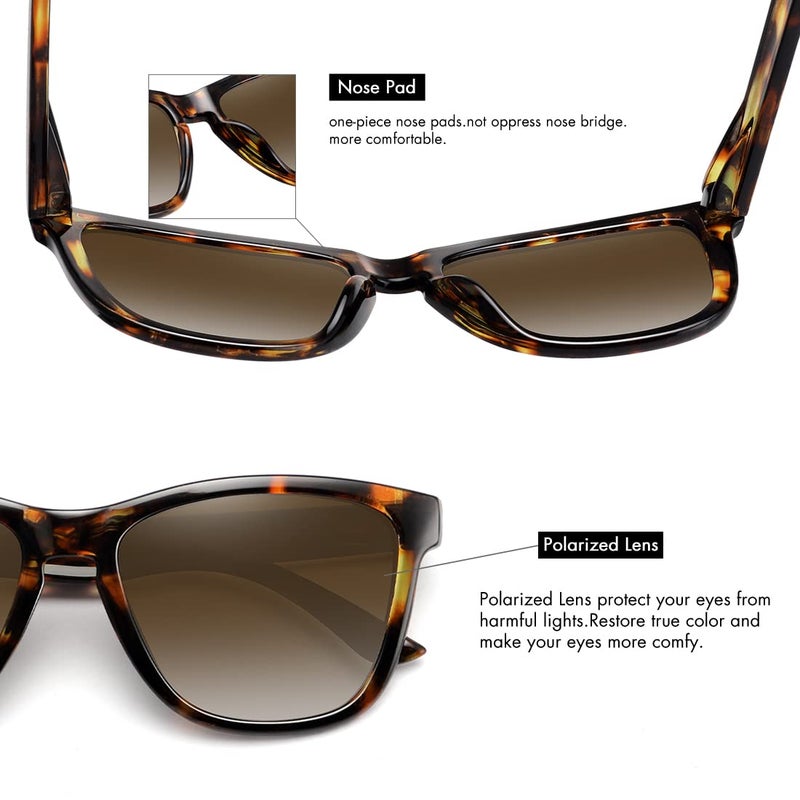 MEETSUN Polarized Sunglasses for Women Men Classic Retro Designer Style (Leopard Frame / Brown Gradient Lens, 54, Medium) - Image 4
