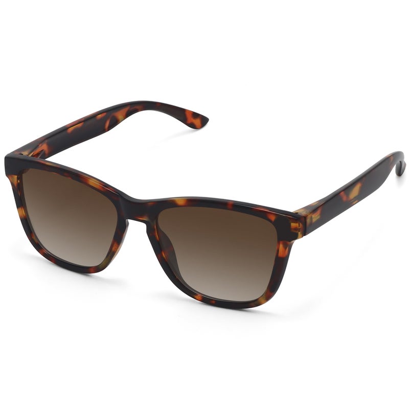 MEETSUN Polarized Sunglasses for Women Men Classic Retro Designer Style (Leopard Frame / Brown Gradient Lens, 54, Medium) - Image 1