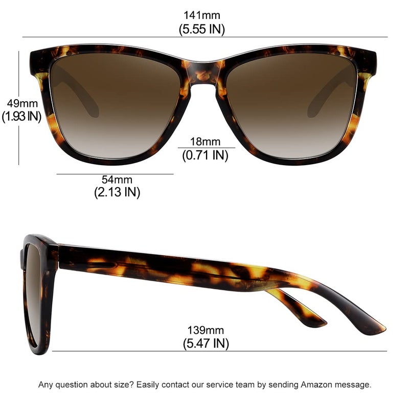 MEETSUN Polarized Sunglasses for Women Men Classic Retro Designer Style (Leopard Frame / Brown Gradient Lens, 54, Medium) - Image 3