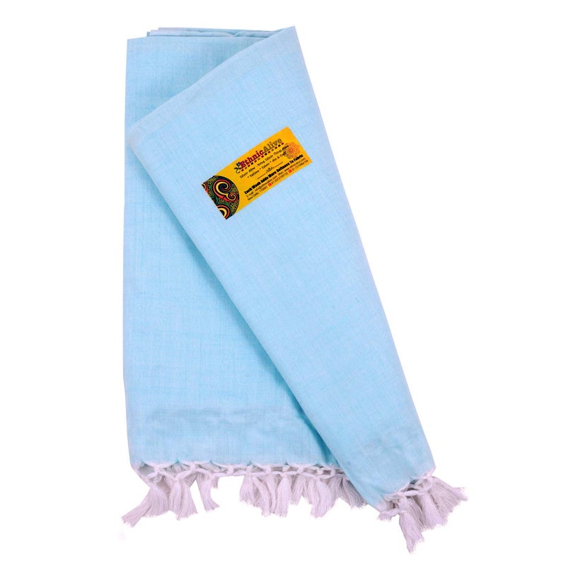 EthnicAlive Nic Bhagalpuri Silk Blue Chadar/Soft Cotton Single Layer Chadar/Summer All Season Handloom Duvet/Comforter/Topsheet Throw and Travel Blanket - Image 1
