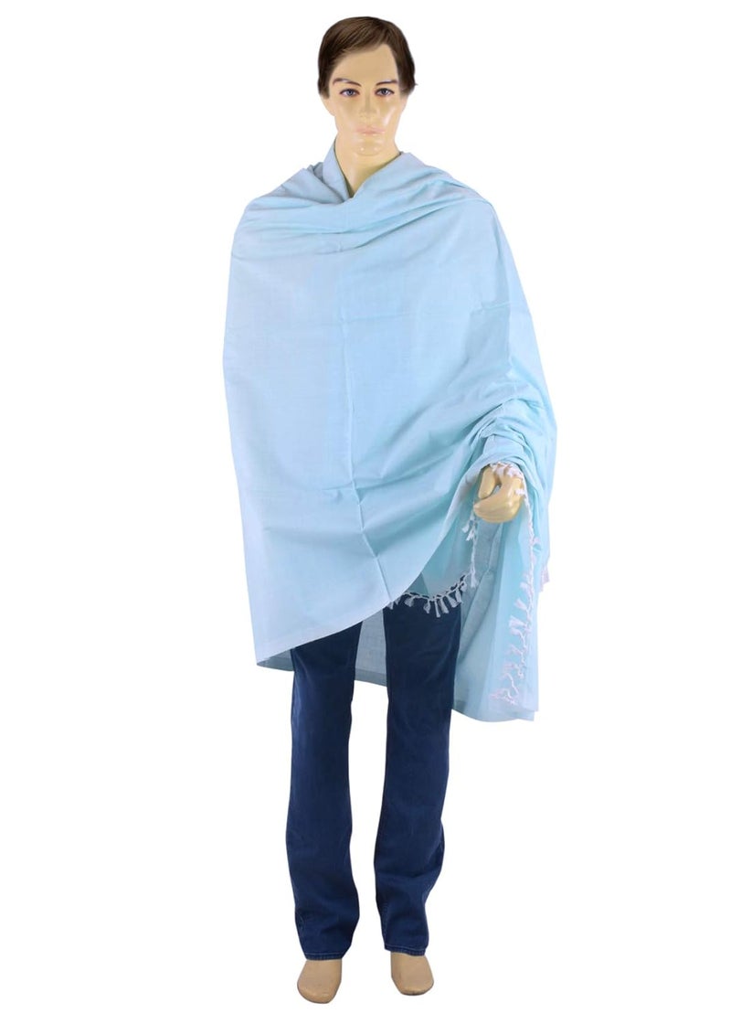 EthnicAlive Nic Bhagalpuri Silk Blue Chadar/Soft Cotton Single Layer Chadar/Summer All Season Handloom Duvet/Comforter/Topsheet Throw and Travel Blanket - Image 5