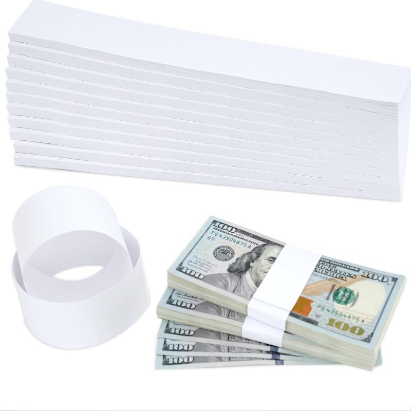 Money Bands 7.6 X 1.1 Inches Self-Adhesive - 550-Pack Prepackaged In 11 Sets Cash Straps For Bank Retail Office Home Use - Image 1