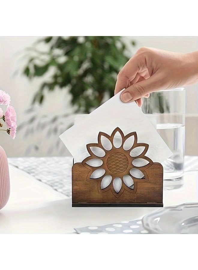 Wooden Sunflower Napkin Holder Style A for Restaurant Bar Home Kitchen Decor - Image 5