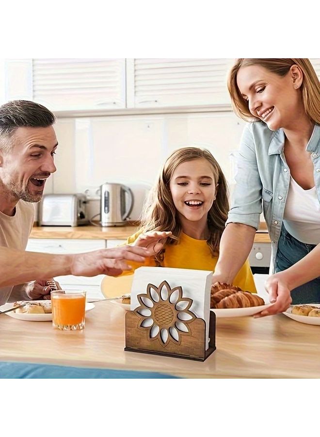 Wooden Sunflower Napkin Holder Style A for Restaurant Bar Home Kitchen Decor - Image 1