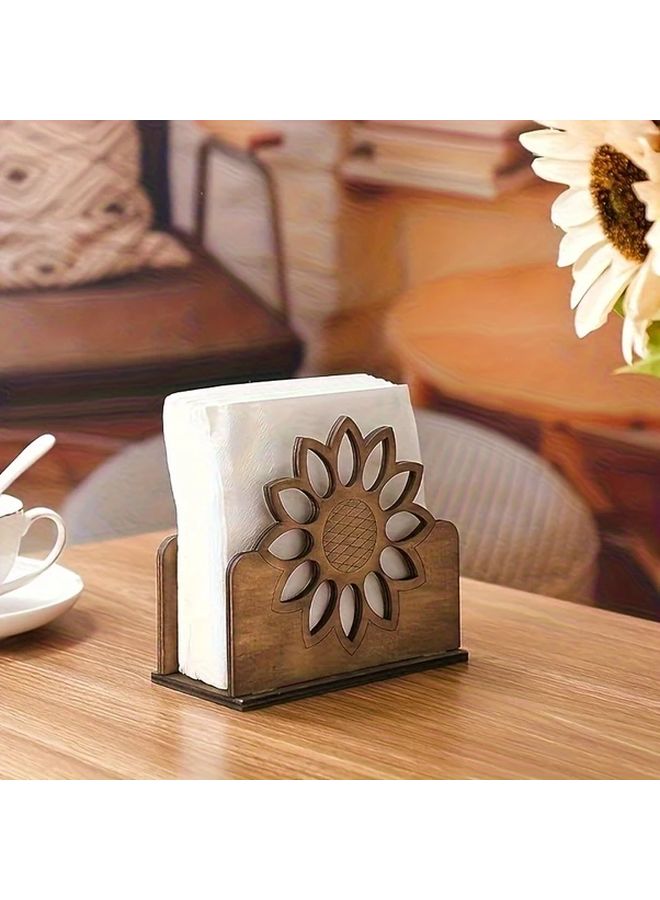 Wooden Sunflower Napkin Holder Style A for Restaurant Bar Home Kitchen Decor - Image 3