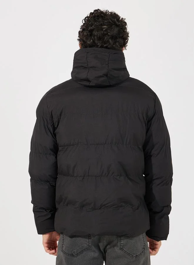 Styli  Quilted Hooded Heavy Puffer Jacket with Front Zip for Men | Best Price UAE