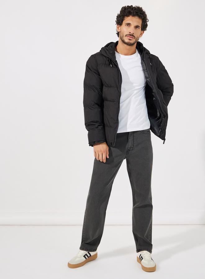 Styli Quilted Hooded Heavy Puffer Jacket with Front Zip - Image 2