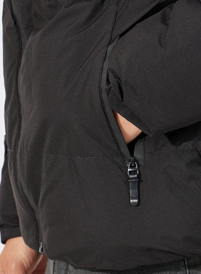 Styli Quilted Hooded Heavy Puffer Jacket with Front Zip - Image 4
