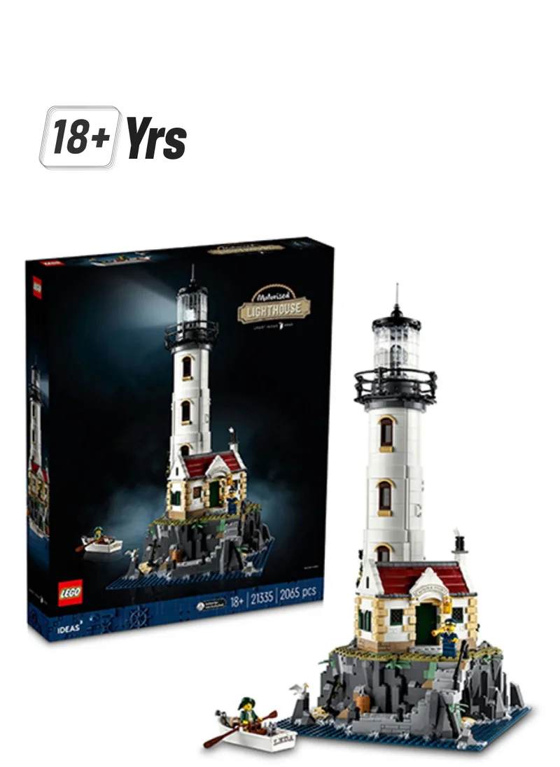 LEGO Ideas Motorised Lighthouse 21335 Building Kit; Buildable Display Model For Adults, Featuring A Rotating Light And Fresnel Lens Element, Plus A Cottage, Cave, Pier, Rowing Boat And 2 Minifigures (2,065 Pieces)