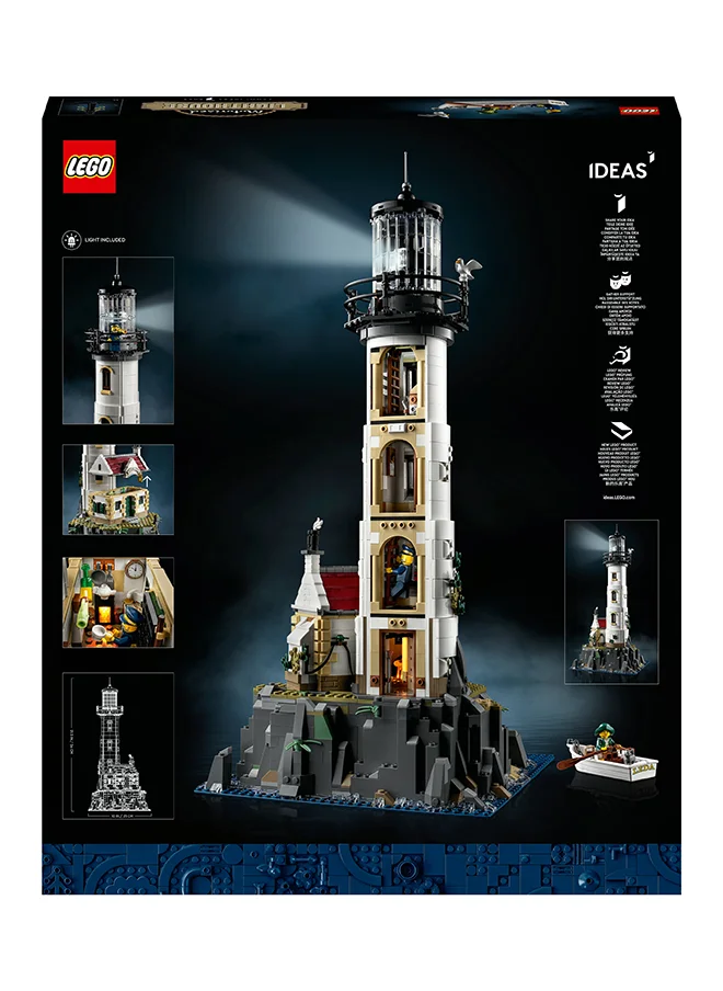 ليغو Ideas Motorised Lighthouse 21335 Building Kit; Buildable Display Model For Adults, Featuring A Rotating Light And Fresnel Lens Element, Plus A Cottage, Cave, Pier, Rowing Boat And 2 Minifigures (2,065 Pieces)