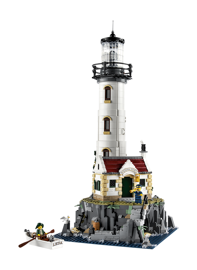 ليغو Ideas Motorised Lighthouse 21335 Building Kit; Buildable Display Model For Adults, Featuring A Rotating Light And Fresnel Lens Element, Plus A Cottage, Cave, Pier, Rowing Boat And 2 Minifigures (2,065 Pieces)