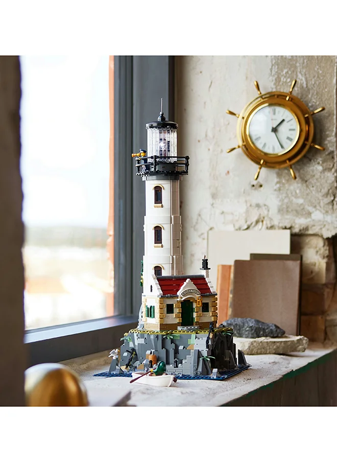 ليغو Ideas Motorised Lighthouse 21335 Building Kit; Buildable Display Model For Adults, Featuring A Rotating Light And Fresnel Lens Element, Plus A Cottage, Cave, Pier, Rowing Boat And 2 Minifigures (2,065 Pieces)