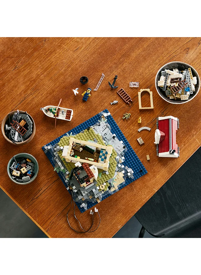 ليغو Ideas Motorised Lighthouse 21335 Building Kit; Buildable Display Model For Adults, Featuring A Rotating Light And Fresnel Lens Element, Plus A Cottage, Cave, Pier, Rowing Boat And 2 Minifigures (2,065 Pieces)