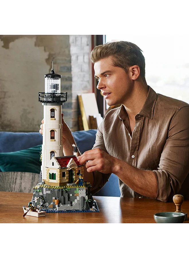 ليغو Ideas Motorised Lighthouse 21335 Building Kit; Buildable Display Model For Adults, Featuring A Rotating Light And Fresnel Lens Element, Plus A Cottage, Cave, Pier, Rowing Boat And 2 Minifigures (2,065 Pieces)