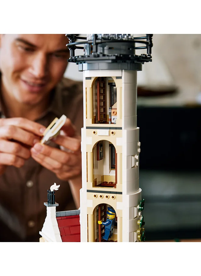 ليغو Ideas Motorised Lighthouse 21335 Building Kit; Buildable Display Model For Adults, Featuring A Rotating Light And Fresnel Lens Element, Plus A Cottage, Cave, Pier, Rowing Boat And 2 Minifigures (2,065 Pieces)