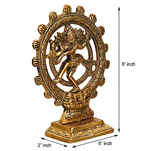 Webelkart Premium Gold Plated Lord Shiva Dancing Natraj Statue Showpiece Handcrafted Sculpture for Home and Puja Decor| nataraj Statue for Home|(8 Inches, Gold) - Image 4