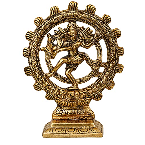 Webelkart Premium Gold Plated Lord Shiva Dancing Natraj Statue Showpiece Handcrafted Sculpture for Home and Puja Decor| nataraj Statue for Home|(8 Inches, Gold) - Image 2