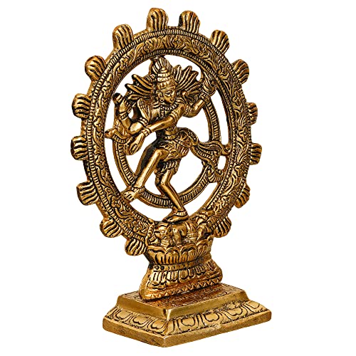 Webelkart Premium Gold Plated Lord Shiva Dancing Natraj Statue Showpiece Handcrafted Sculpture for Home and Puja Decor| nataraj Statue for Home|(8 Inches, Gold) - Image 3