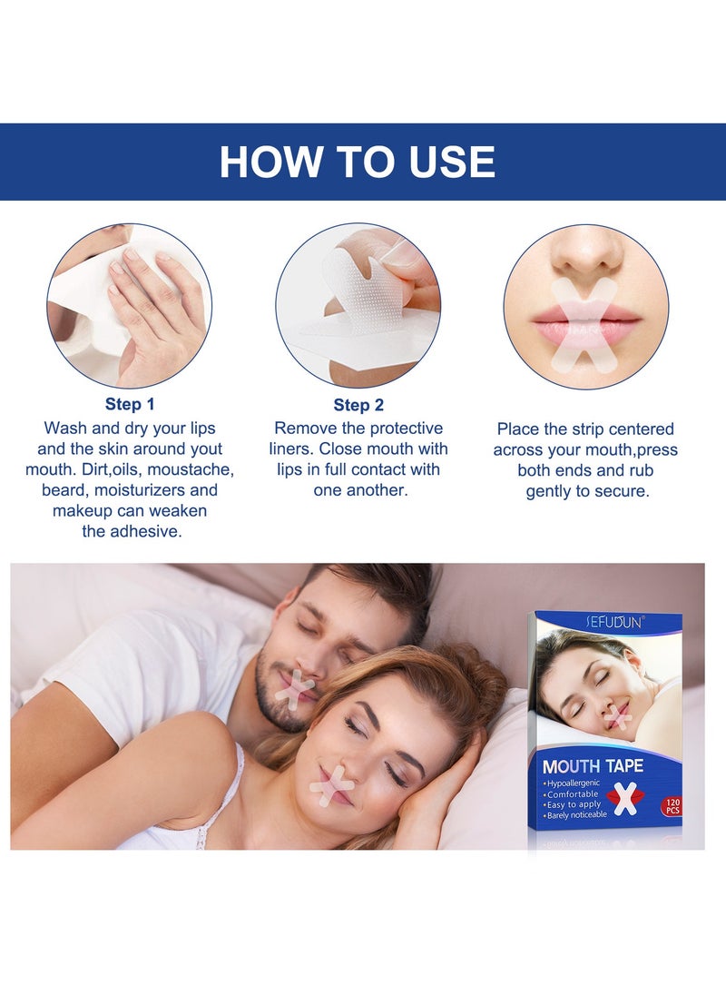 120Pcs X-Shaped Mouth Breathing Correction Patch, Sleep Closed Mouth Patch, Healthy Nasal Breathing And Anti-Snoring Artifact, Nighttime Sleeping, Mouth Breathing, And Loud Snoring