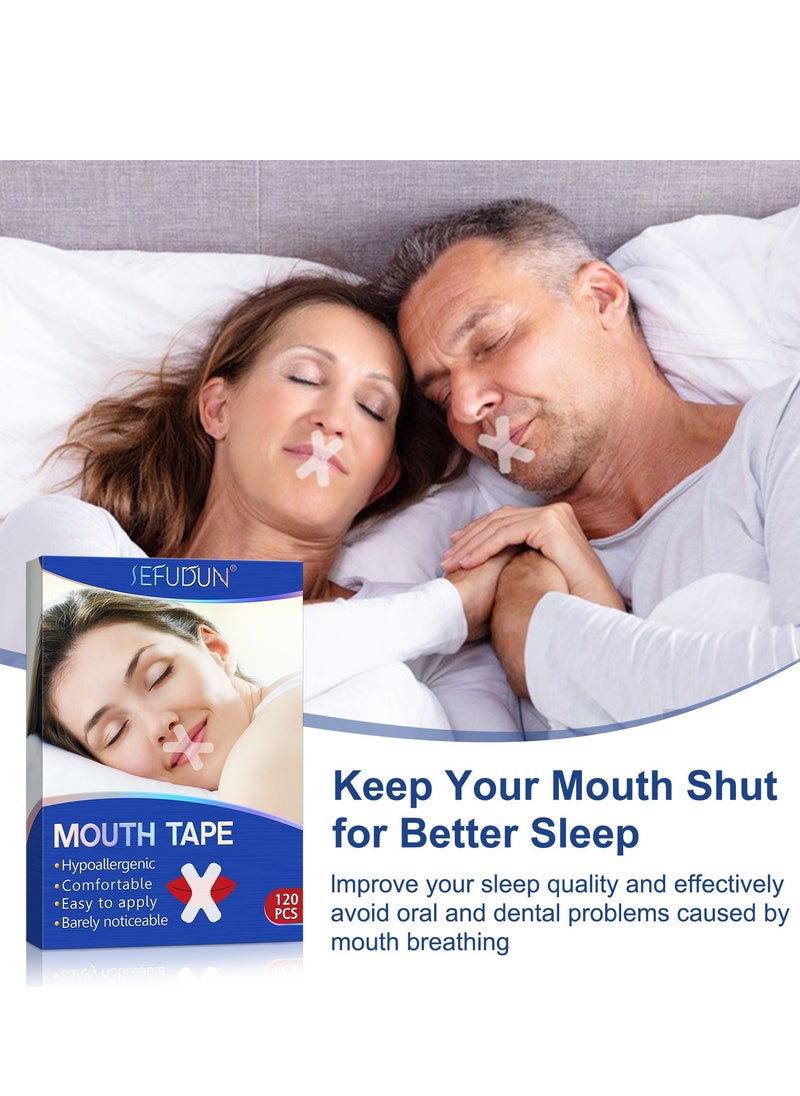 120Pcs X-Shaped Mouth Breathing Correction Patch, Sleep Closed Mouth Patch, Healthy Nasal Breathing And Anti-Snoring Artifact, Nighttime Sleeping, Mouth Breathing, And Loud Snoring