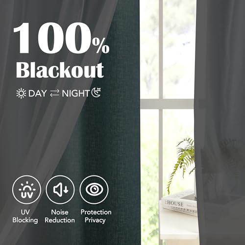 Geomoroccan 100% Blackout Curtains with Sheer Overlay Mix and Match Double Layer Drapes 84 Inch Long 2 Panels for Bedroom Living Room Teal White Ombre Grommet Window Treatment with Tiebacks - Image 4