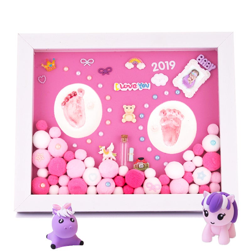 Baby Hand Foot Inkpad Childrens Newborn One Hundred Days Souvenir Photo Frame Inkpad 0-3 Years Old Baby Memorials Craft Princess Powder 
