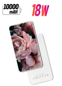 Theodor 10,000 mAh Super Fast Charging Ultra Compact Power Bank with Quick Charge & Power Delivery, Portable Charger For iPhone and Android Flowers 1  - Image 1