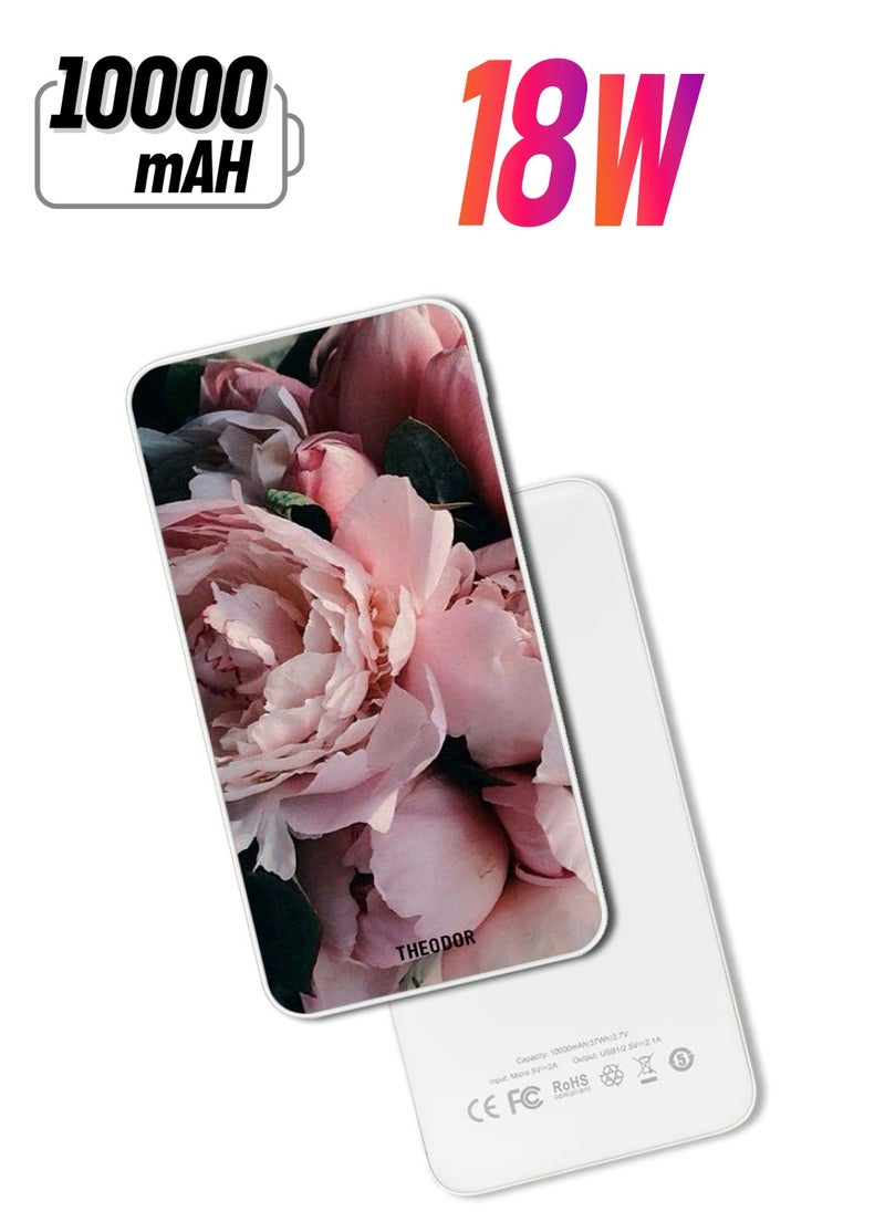 Theodor - 10,000 mAh Super Fast Charging Ultra Compact Power Bank with Quick Charge & Power Delivery, Portable Charger For iPhone and Android Flowers 1 - Image 1