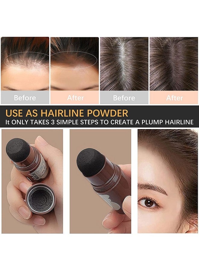 HUDA GIRL Natural Hairline Shadow Powder Stick With Brushes And Stencils, Instant Grey Hair Coverage, Hair Root Touch Up, Hair Colour Stick And Hair Filler For Men And Women (Dark Brown) - Image 3